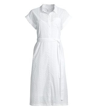 Time and Tru + Eyelet Belted Midi Shirt Dress