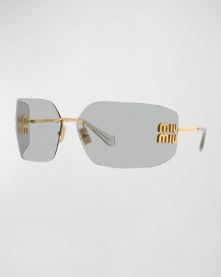 Miu Miu + MU 54YS 80 Rimless Titanium Wrap Sunglasses