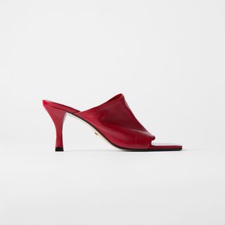 Zara + Heeled Soft Leather Square Toe Mules