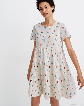 Madewell + Short-Sleeve Tiered Mini Dress in Clipdot Floral Heyday