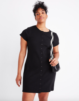 Madewell + Button-Front Ribbed Mini Dress