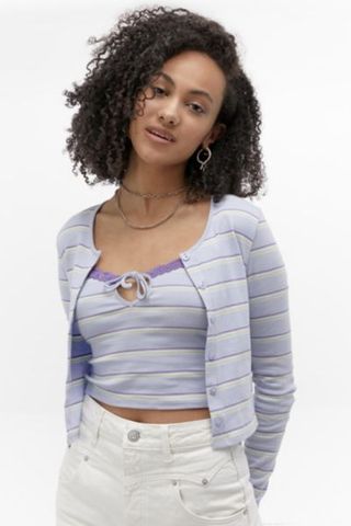 Urban Outfitters + UO Stripe Cami & Cardigan Sweater Set