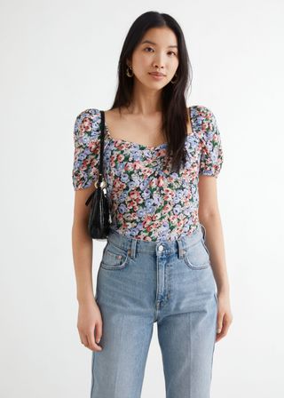 & Other Stories + Floral Print Puff Sleeve Top
