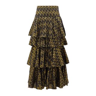 Rhode + Audrey tiered cotton-blend brocade skirt