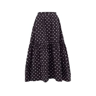 Staud + Tiered Polka-Dot Cotton-Blend Skirt