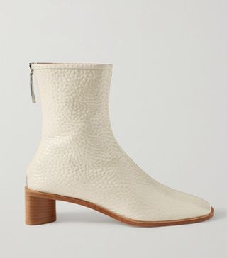 Acne + Textured Patent-Leather Ankle Boots