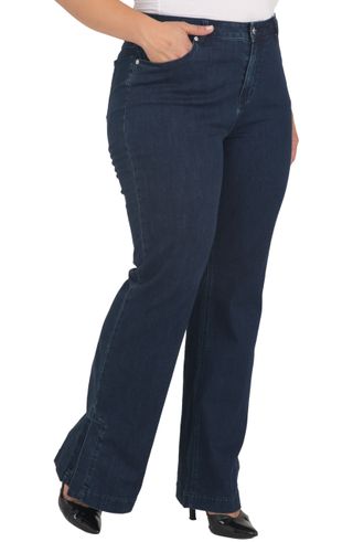 Standards & Practices + Rania High Waist Slit Hem Flare Jeans