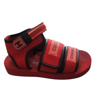 Chanel + Red Cloth Sandals