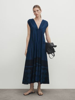 Massimo Dutti + Printed Dress With Pintuck Details