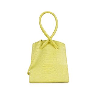 Little Liffner + Twisted Wristlet Yellow Leather Top Handle Bag