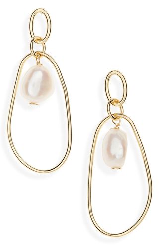 Argento Vivo + Pearl Hoop Earrings