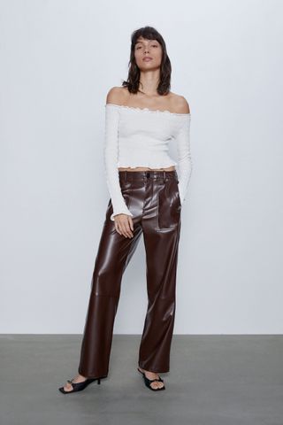 Zara + Smocked Long Sleeve Top
