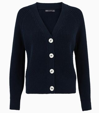 Marks and Spencer + Pure Cotton Ribbed Raglan Cardigan