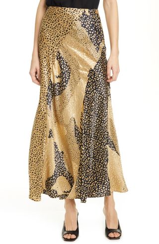 Rixo + Parker Leopard Print Silk Maxi Skirt