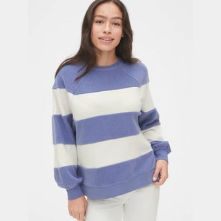 Gap + Textured Stripe Raglan Crewneck Sweatshirt