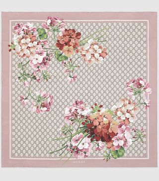 Gucci + Blooms Print Silk Scarf