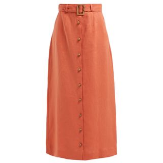 Lisa Marie Fernandez + Belted Linen Maxi Skirt