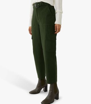 Warehouse + Belted Trousers in Khaki