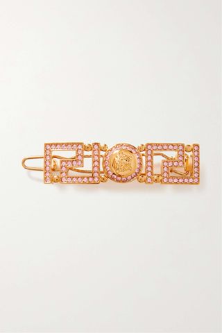 Versace + Crystal-Embellished Rose Gold-Tone Hair Clip