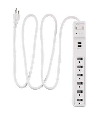 AmazonBasics + 6-Outlet Surge Protector Power Strip with 2 USB Ports