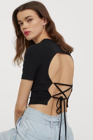 H&M + Open-Backed Jersey Top