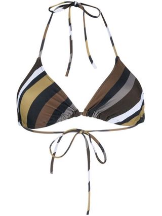 Ganni + Striped Triangular Bikini Top