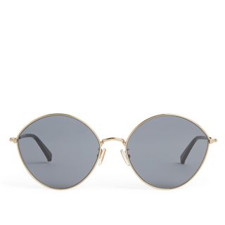 Max Mara + Black Classy Round Sunglasses