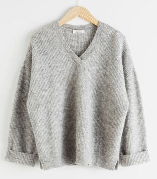 & Other Stories + Oversized V-Neck Ribbed Sweater