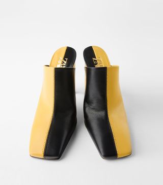 Zara + Two-Tone Leather High-Heel Mules