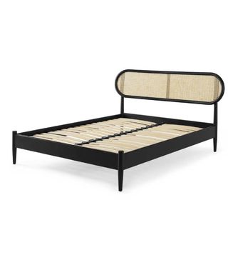 Made + Reema King Size Bed, Cane & Black Stain Oak