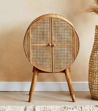 Rose & Grey + Small Circular Rattan Cabinet