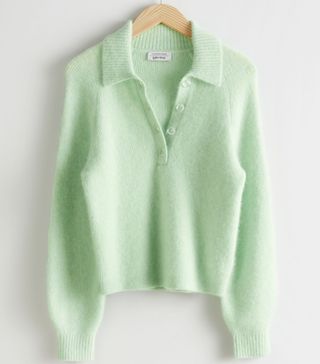 & Other Stories + Collared Wool Blend Ribbed Sweater