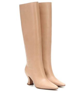 Bottega Veneta + Almond Leather Knee-High Boots