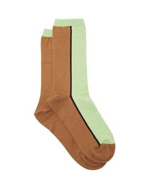 Ganni + Two-Tone Cotton-Blend Socks