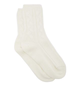 Johnston's of Elgin + Cable-Knit Cashmere Bed Socks