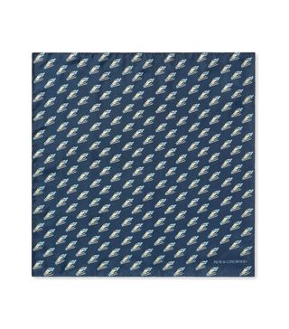 New and Lingwood + Navy Pocket Square