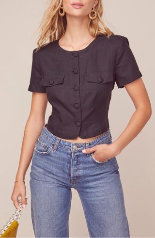 Astr the Label + Rouge Front Button Top