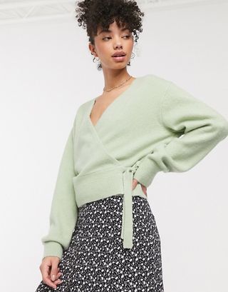 & Other Stories + Wrap Sweater in Sage Green