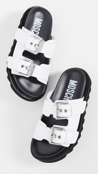 Moschino + Slide Double Buckle Sandals
