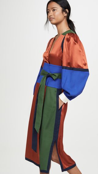 Tory Burch + Colorblock Silk Wrap Dress