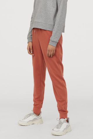 H&M + Cotton-Blend Joggers in Terracotta