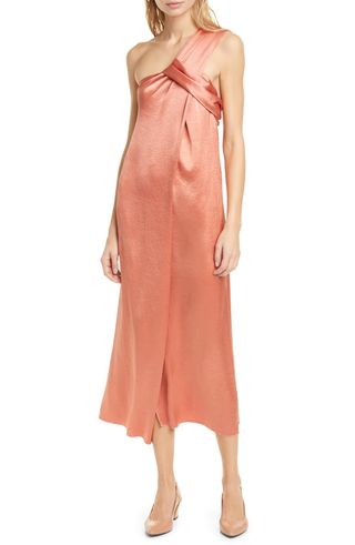 Nanuhska + Zena One-Shoulder Satin Midi Dress