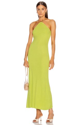 Enza Costa for Fwrd + Silk Rib Halter Fitted Ankle Dress