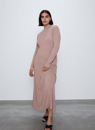 Zara + Smocked Detail Knit Dress