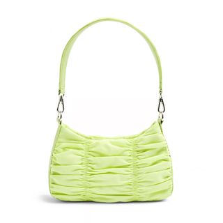 Topshop + Lime Green Ruched Nylon Shoulder Bag