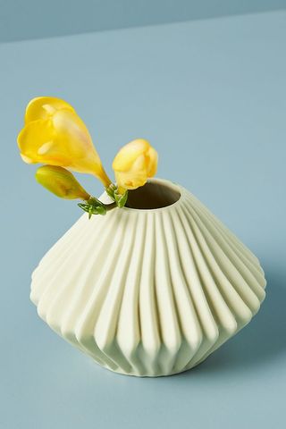 Anthropologie + Pleated Porcelain Vase