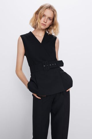 Zara + Belted Wrap Vest