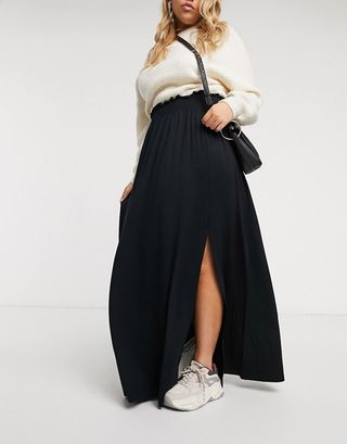 ASOS + Curve Shirred Waist Maxi Skirt