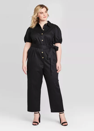 Target + Puff Short Sleeve Collared Jumpsuit