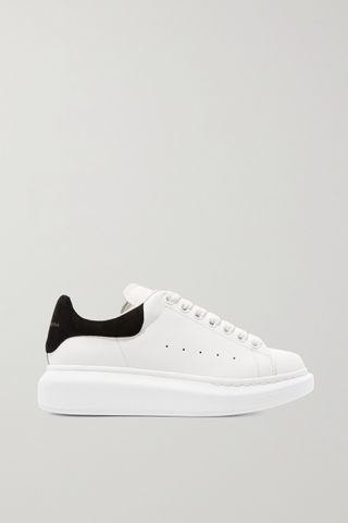 Alexander Mcqueen + Suede-Trimmed Leather Exaggerated-Sole Sneakers